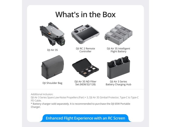 DJI Air 3S Fly More Combo (RC 2 Screen Remote Controller), 4K Drone