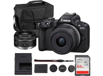 Canon EOS R50 Mirrorless Camera with 18-45mm & 50mm Double Lens Bundle